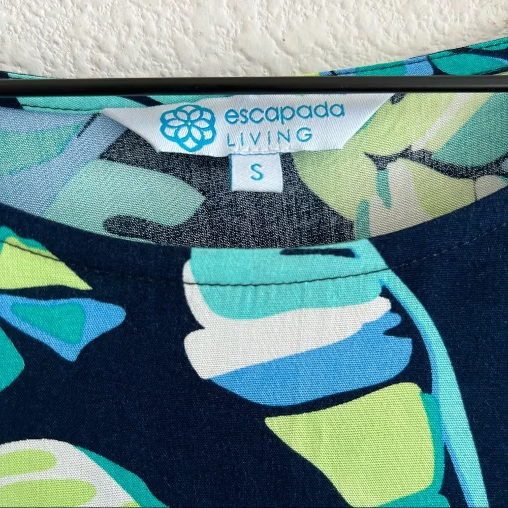Escapada Living Abstract Tropical Floral Casual Dress Tie Arm Small - Image 3