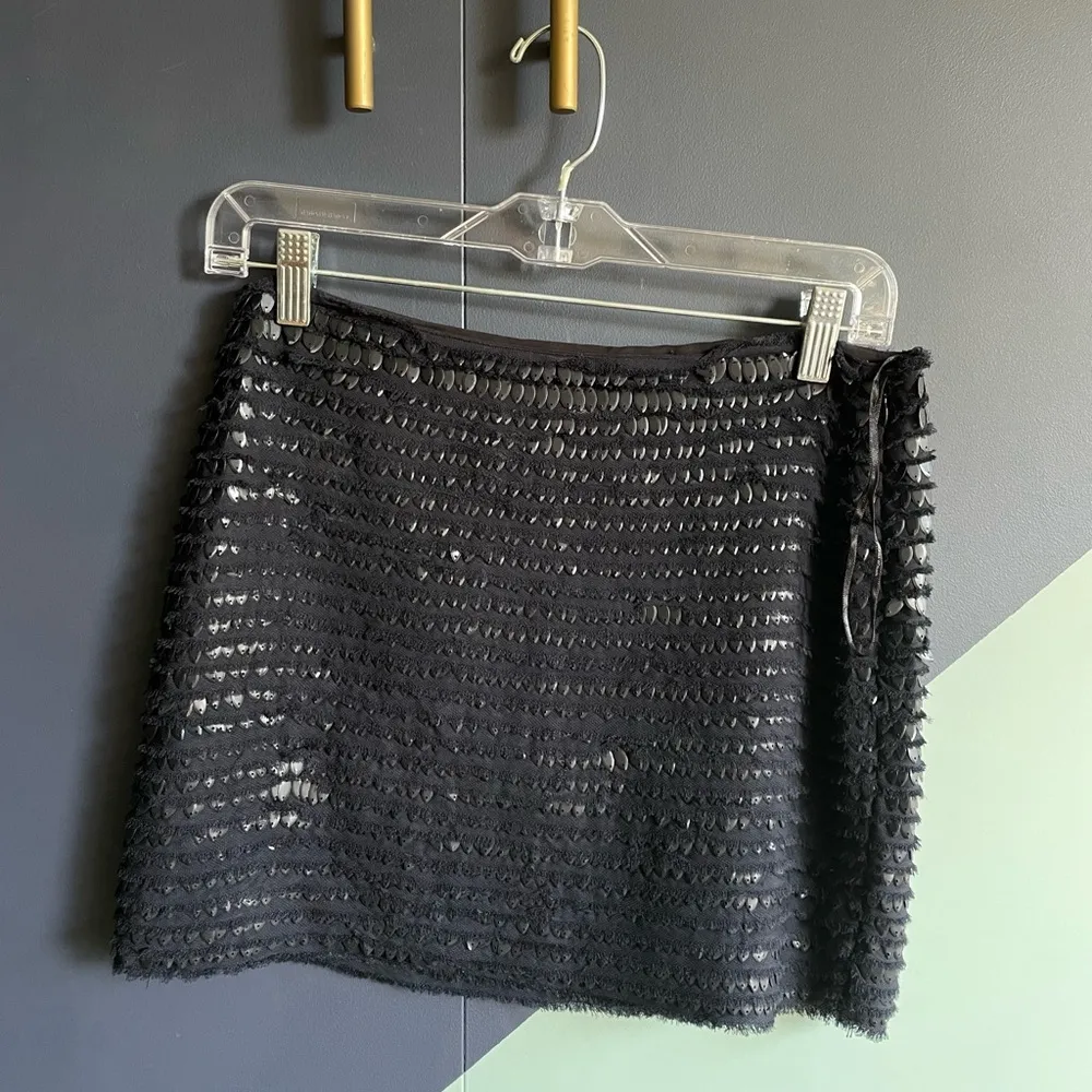 Zara Woman navy/black chiffon and sequin covered mini skirt XS/S party/festive - Image 2