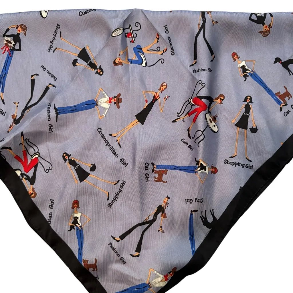 NWT, Rare Vintage The Girls Helen Welsh Designer 100% Silk Scarf, 21” square Black - Image 12