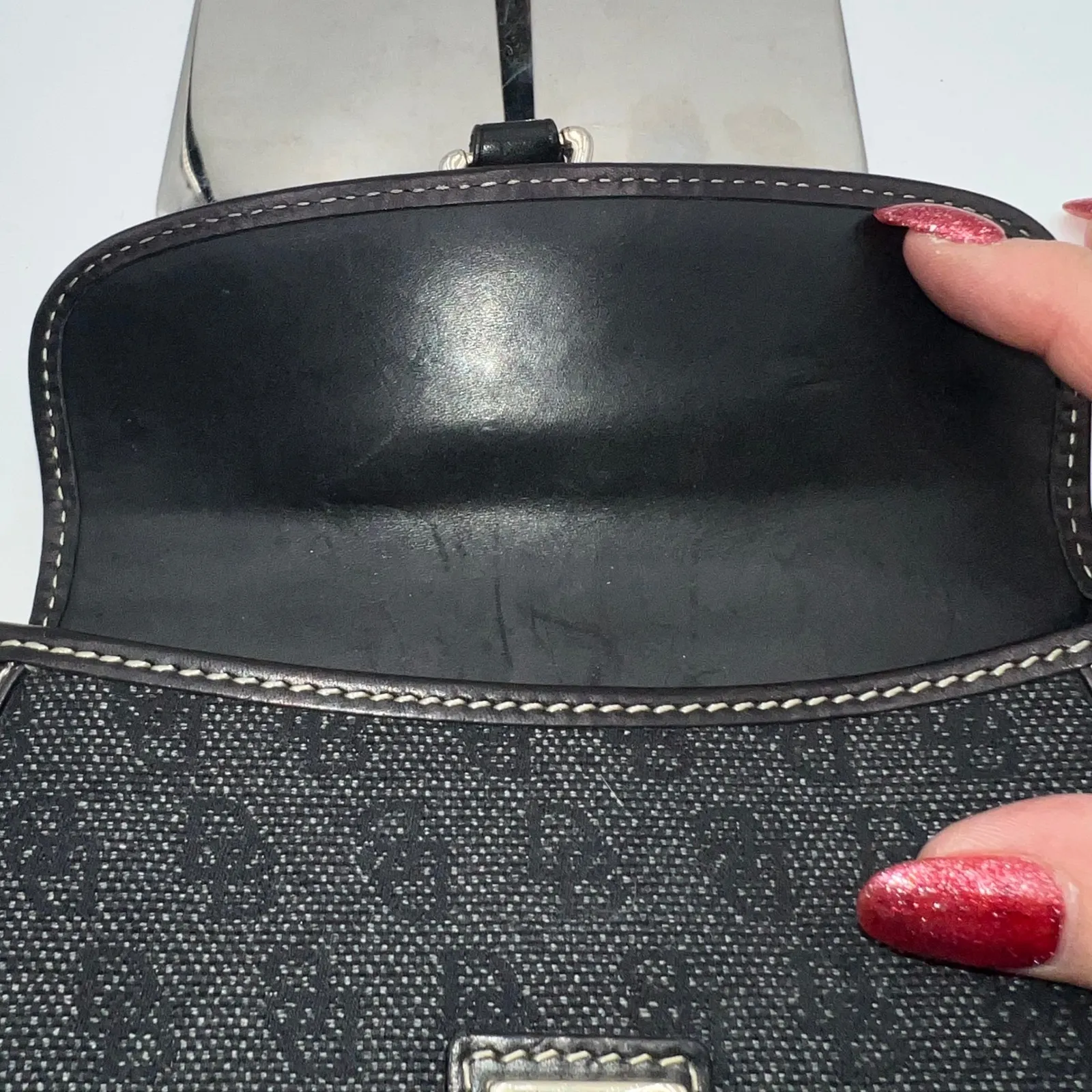 Dooney & Bourke Wristlet Clutch Black Signature Canvas Y2K Mini Bag - Image 8