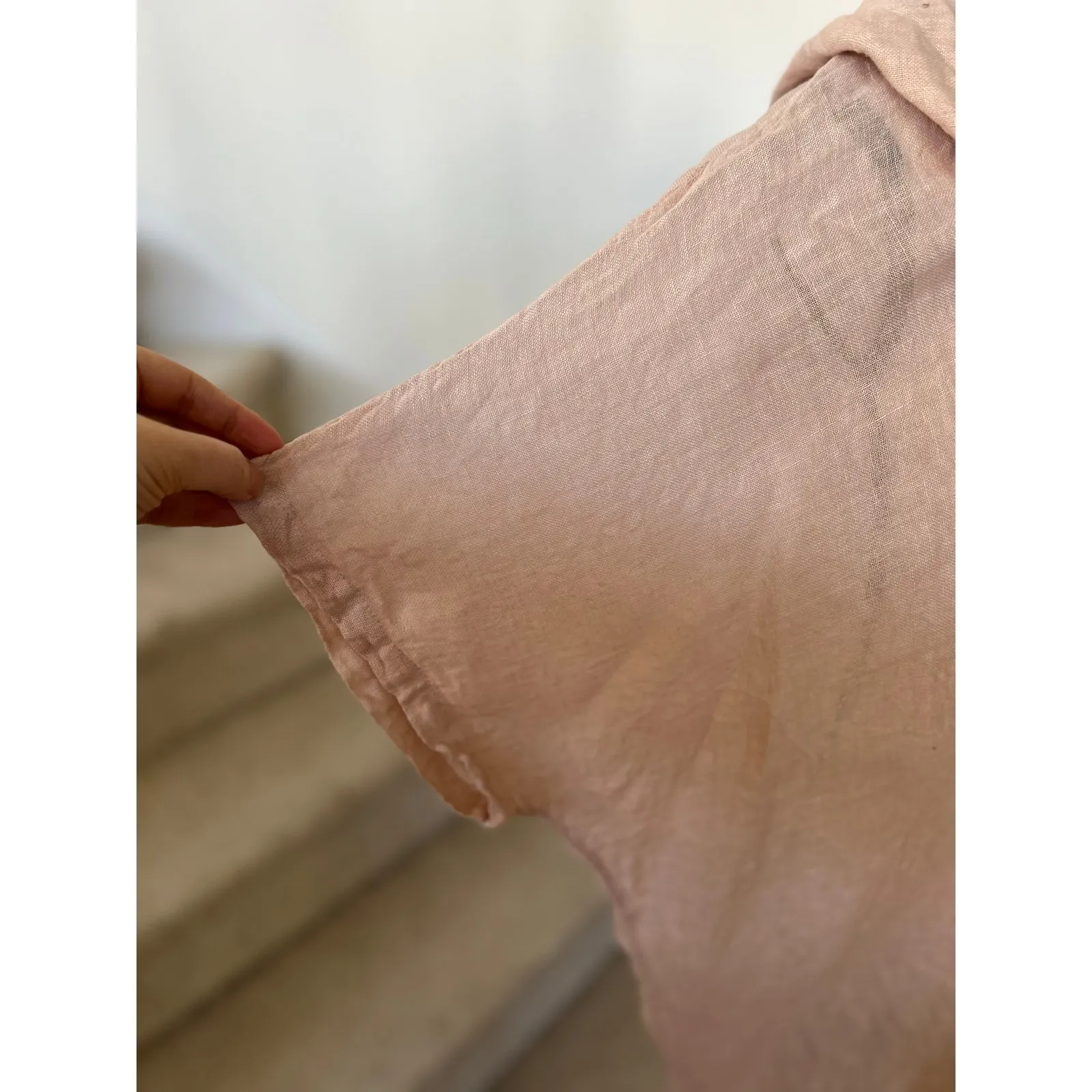 John P Hooded Blush Pink Linen Oversize Tunic Top Lagenlook Boho Beach Resort Size XL - Image 6