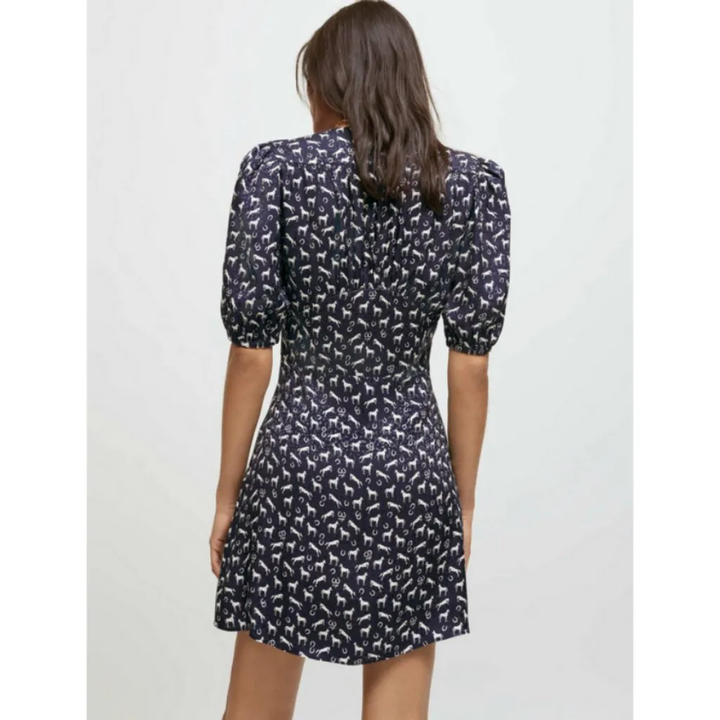 💕MAJE💕 Horse Print Jaquard Dress ~ Blue FR 34 = US XS NWT - Image 8