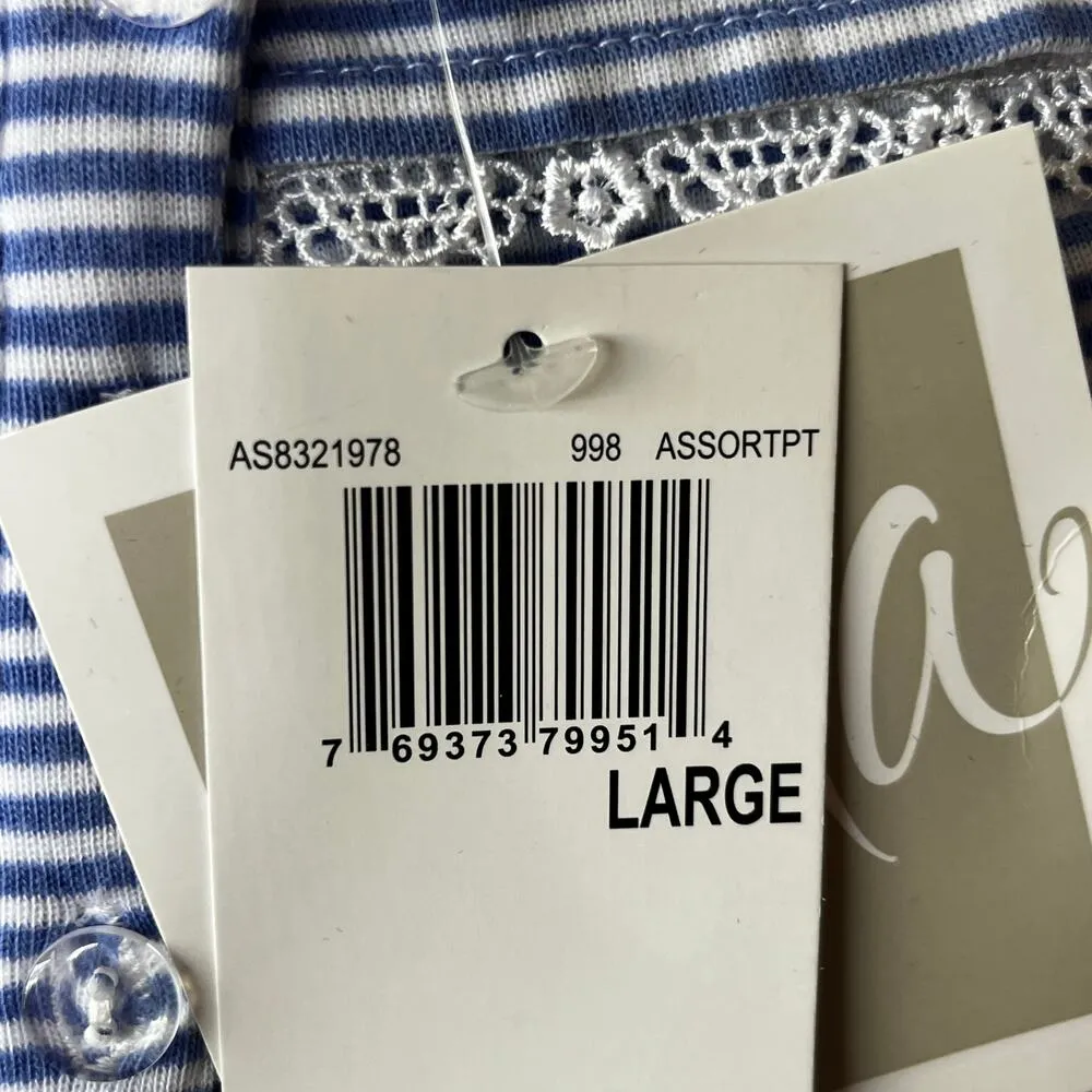 Aria Blue White Striped Nightgown New L - Image 4