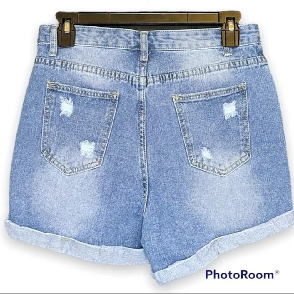 SHEIN Distressed High Waisted Jean Shorts Size Medium - Image 13
