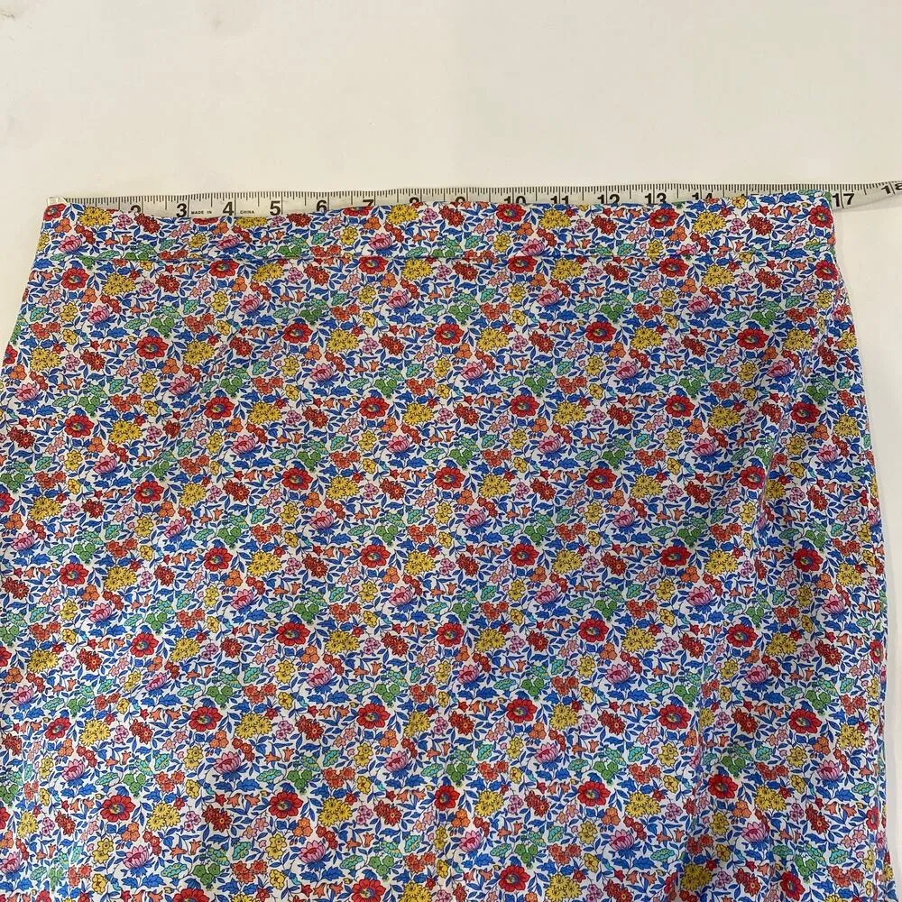 J. Crew Liberty Fabric Floral Trumpet Hem Midi Skirt EUC Sz 14 Cotton Red - Image 8