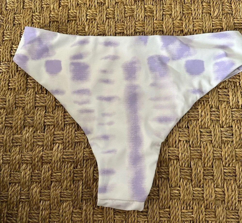 womens shein 2 piece bikini Purple white tie dye bathing suit swim Small - Image 3
