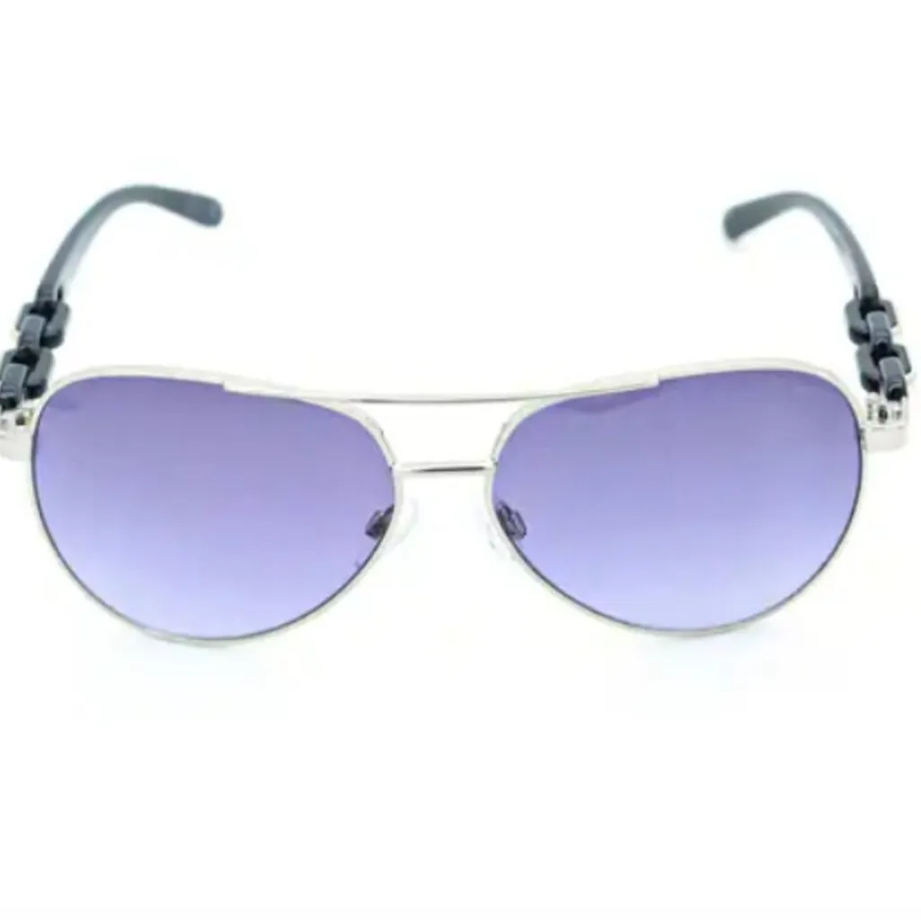 Steve Madden Aviator Black Susana Link Detail Sunglasses - Image 4