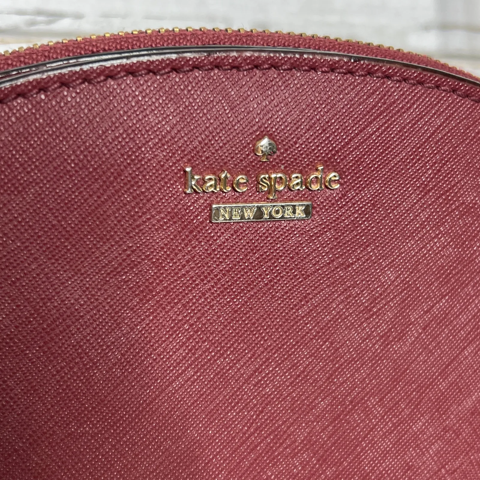 Kate Spade  New York Dome Crossbody Bag Burgundy Leather Purse - Image 4