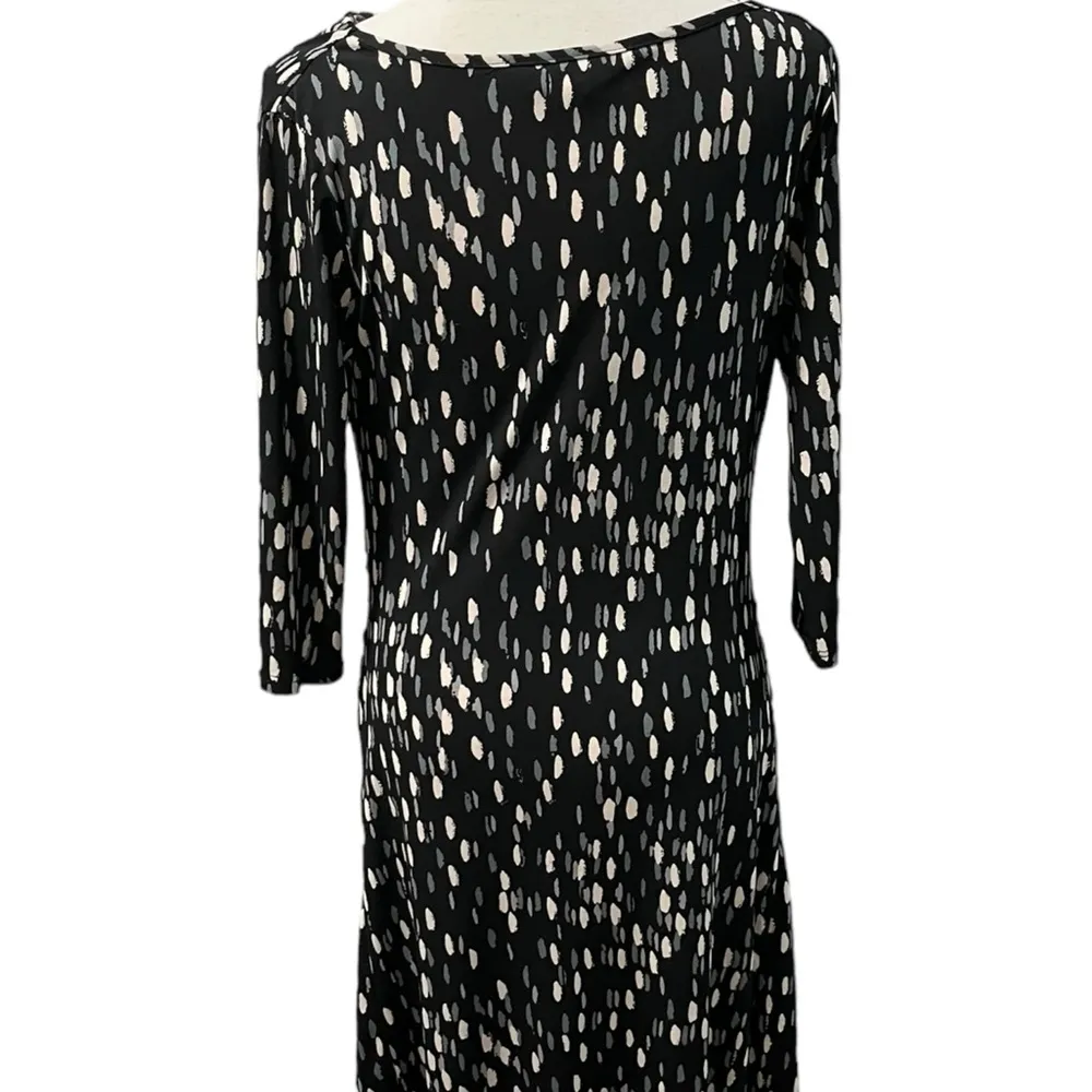 Ma Cherie Maternity Abstract 3/4 Sleeve Form Fitting Dress Sz S Made in USA Black - Image 6