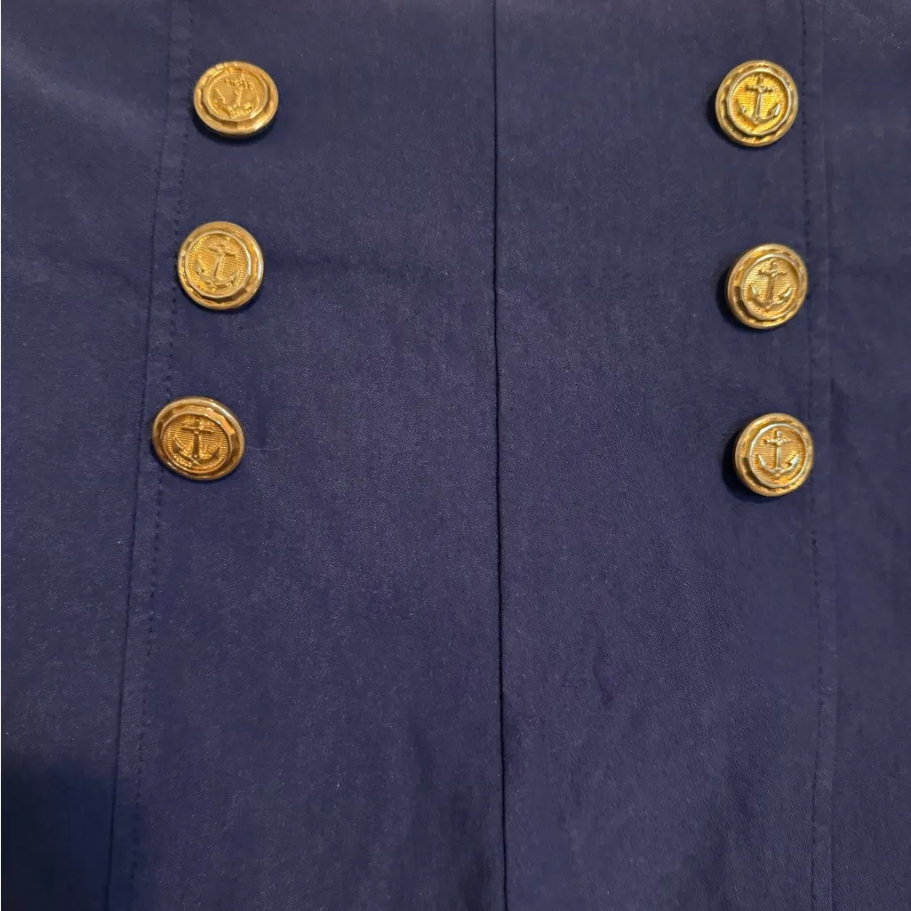 a'gaci Royal Blue High-Waisted Shorts with Gold Buttons - Image 4