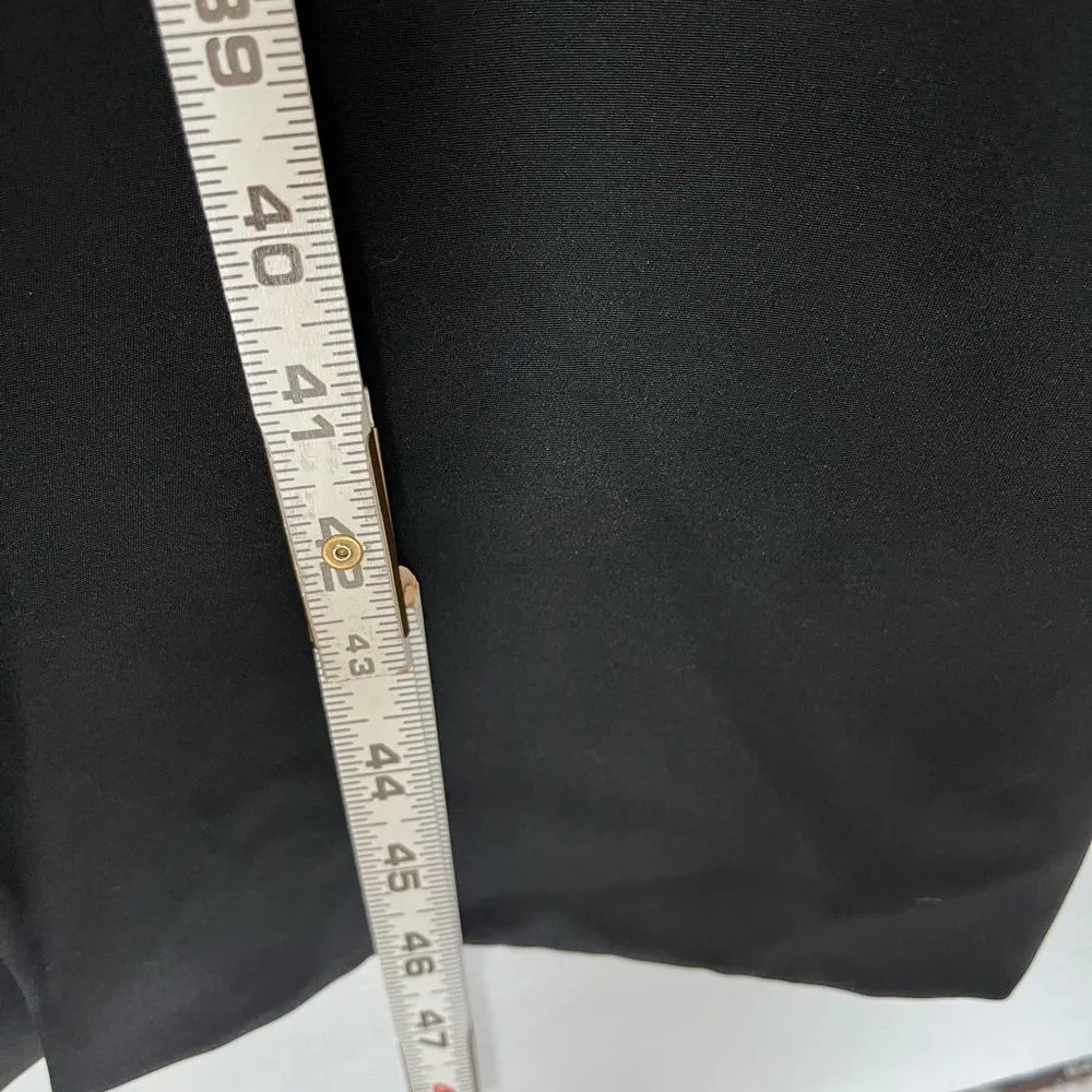 Vintage Silk Black bodycon midi slip dress with bodice ruching and back slit M Size 10 - Image 12