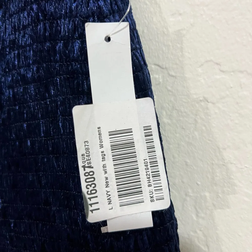 Aqua Navy Blue Crushed Velvet Smocked Flounce Mini Skirt Size Large New - Image 9