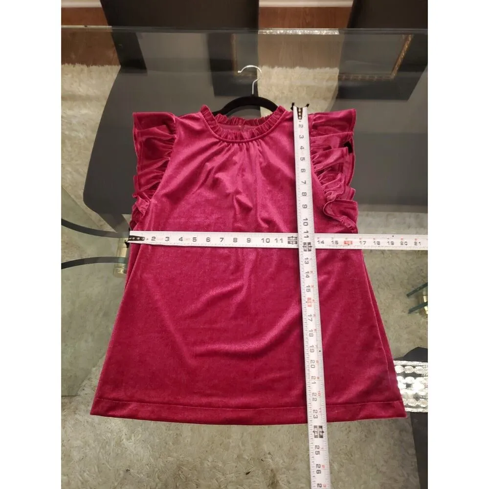 Gap Womens Purple Solid Ruffle Polyester Crew Neck Sleeveless Top Blouse Size XS - Image 9