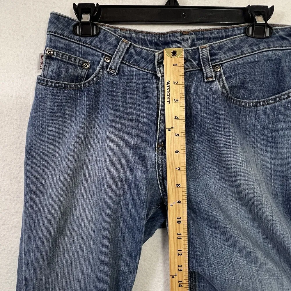 Carhartt Jeans Women's Size 6x30 Blue Boot Cut Traditional Fit Stretch Mid Wash - Image 8