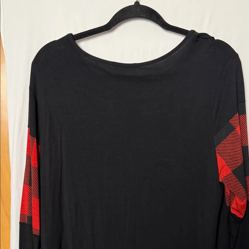 Chic Soul Buffalo Plaid Black and Red Women's Long Sleeve Top Size XL - Image 7