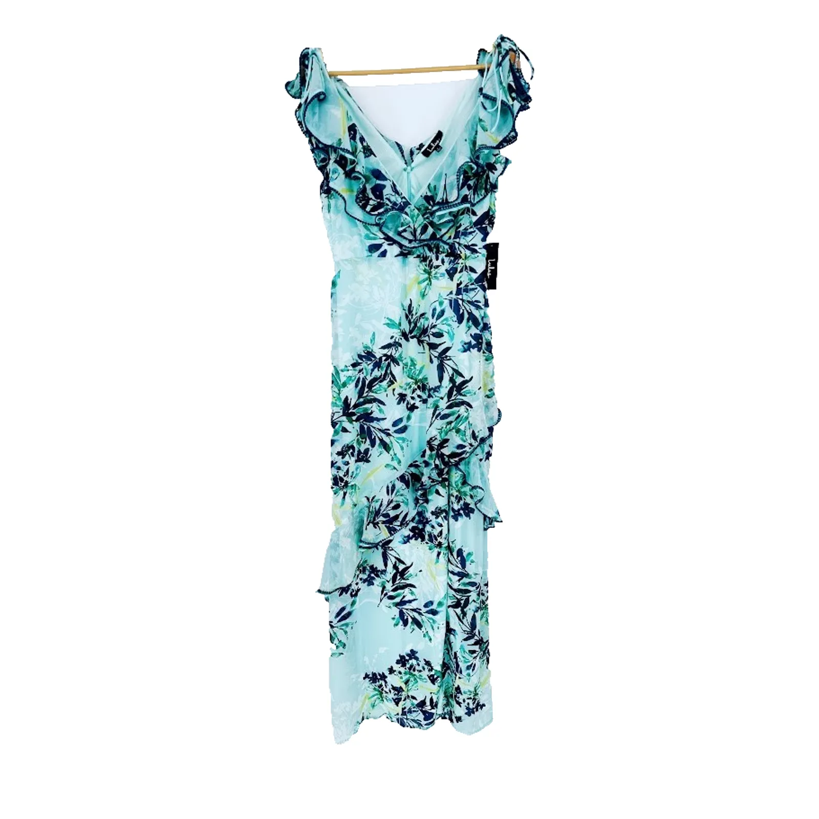 Lulus Sammi Light Blue Floral Print Ruffled Surplice Maxi Dress Size Large NEW - Image 2