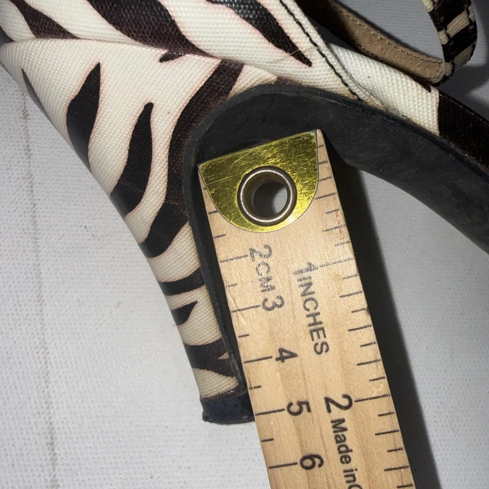 Bijou New York Brown White Animal Zebra Print Y2K Strappy Heels Size 7.5 - Image 9