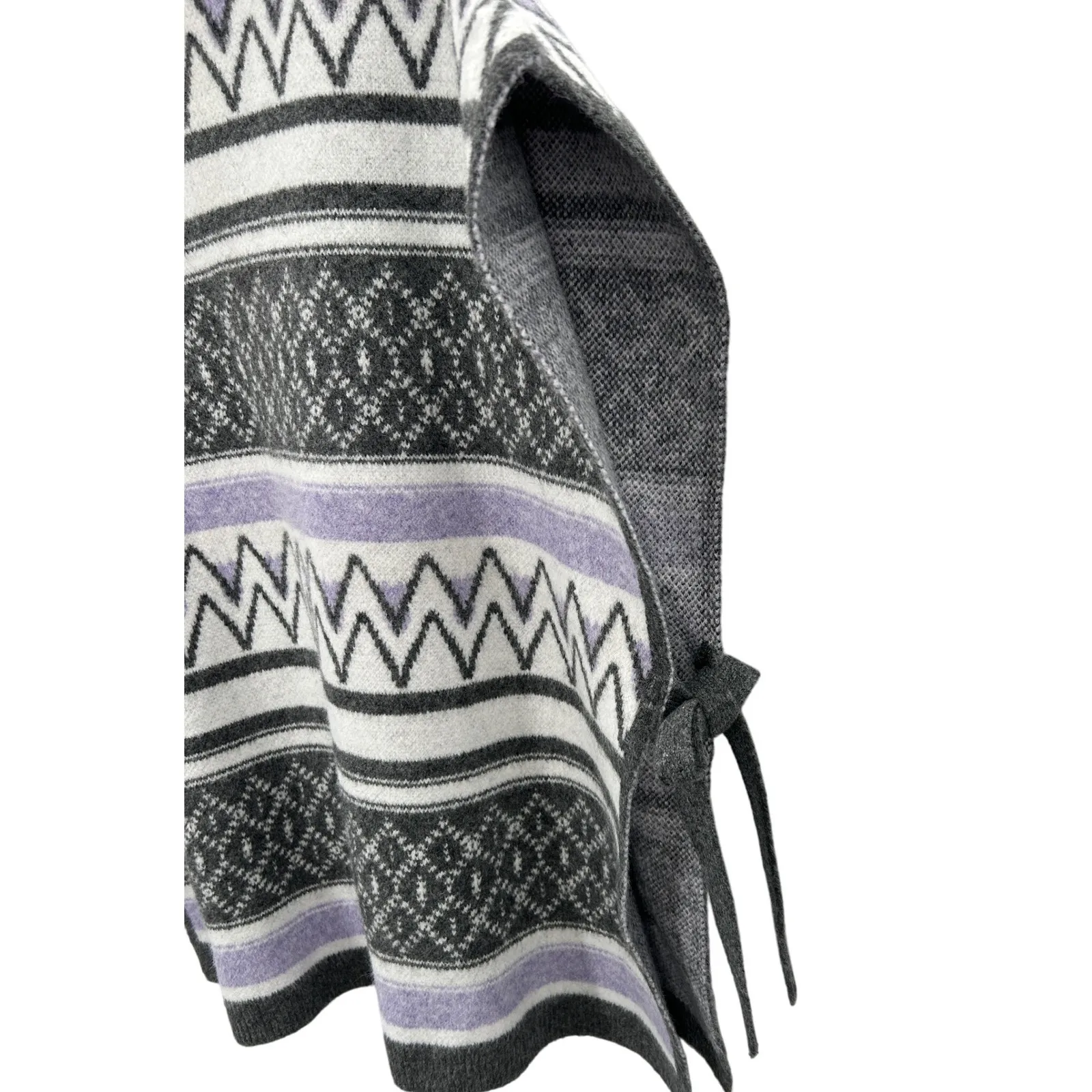 Aerie Womens Fair Isle Oversized Turtleneck Poncho Sweater Pullover Medium - Image 4