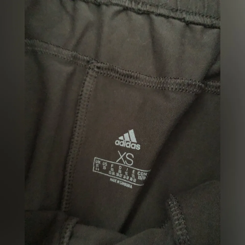 Adidas Essentials French Terry white Stripes Pants Black Joggers women size XS - Image 5