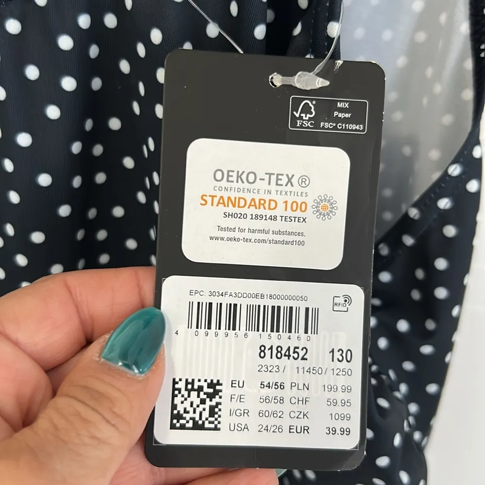 Ulla Popken Polka Dot Print Soft Lined One Piece Swimsuit Marine Size undefined - Image 8