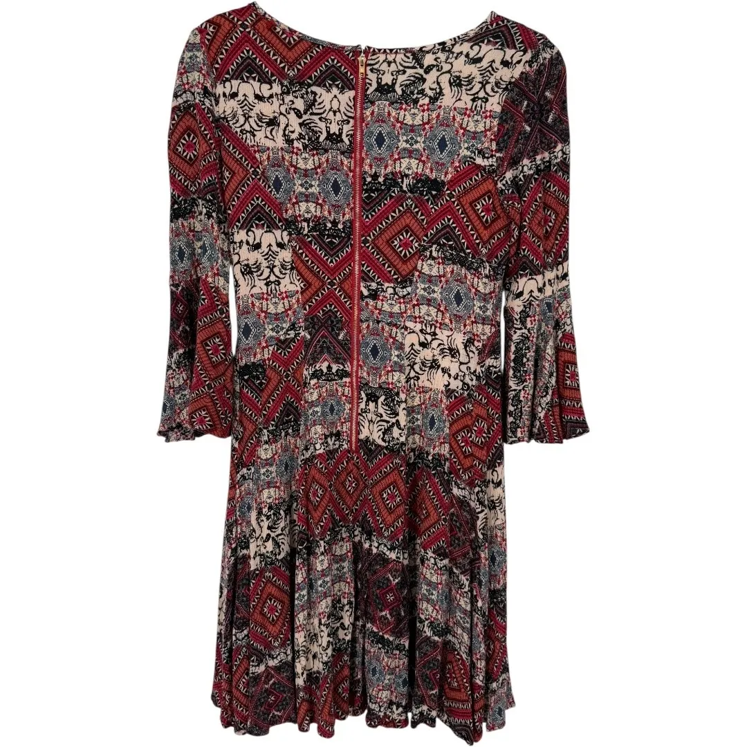 Anthropologie Holding Horses Boho Print Bell Sleeve Mini Dress Size XS‎ Western - Image 4