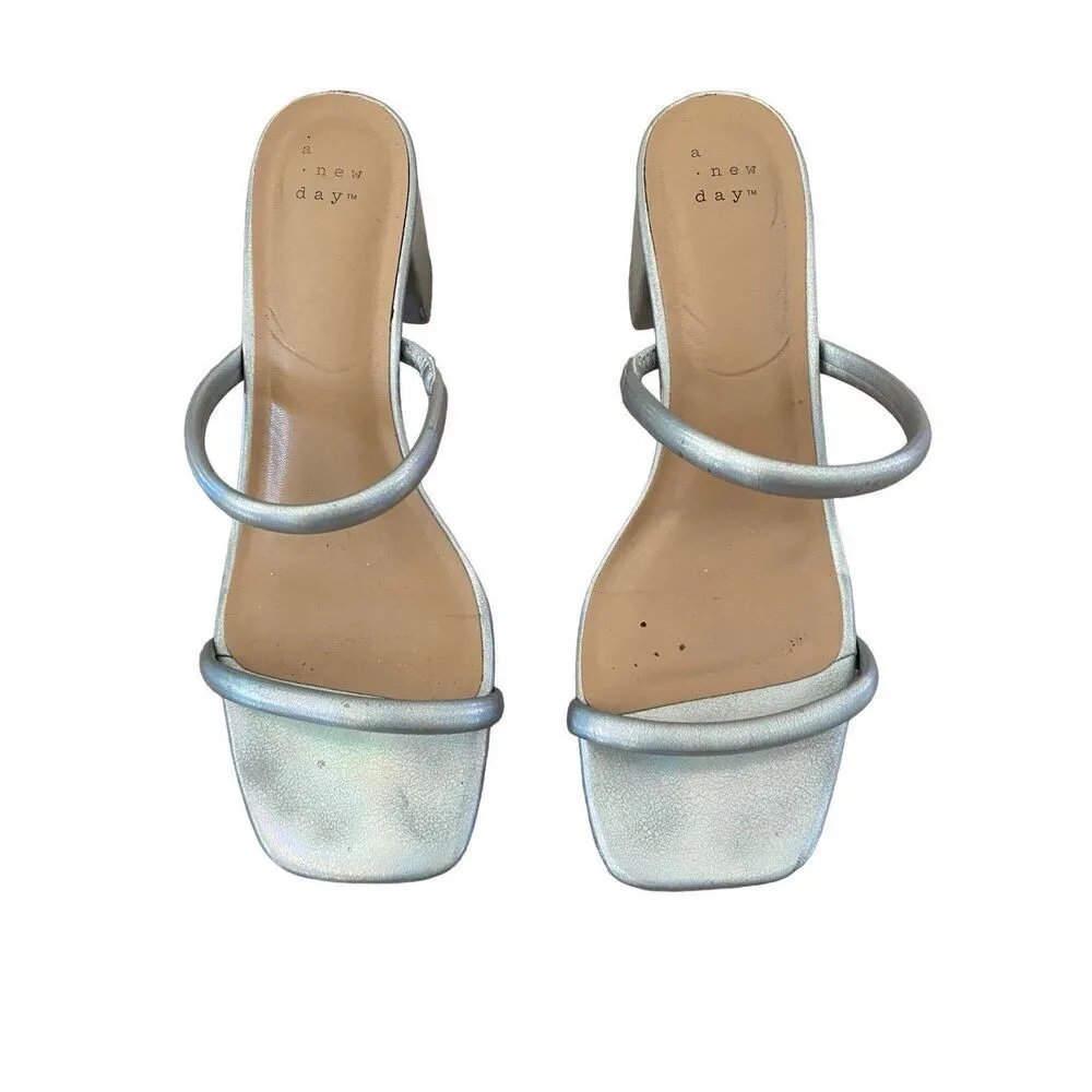 A New Day Metallic Heels Formal Chunky Block Heel Workwear Office Business - Image 4