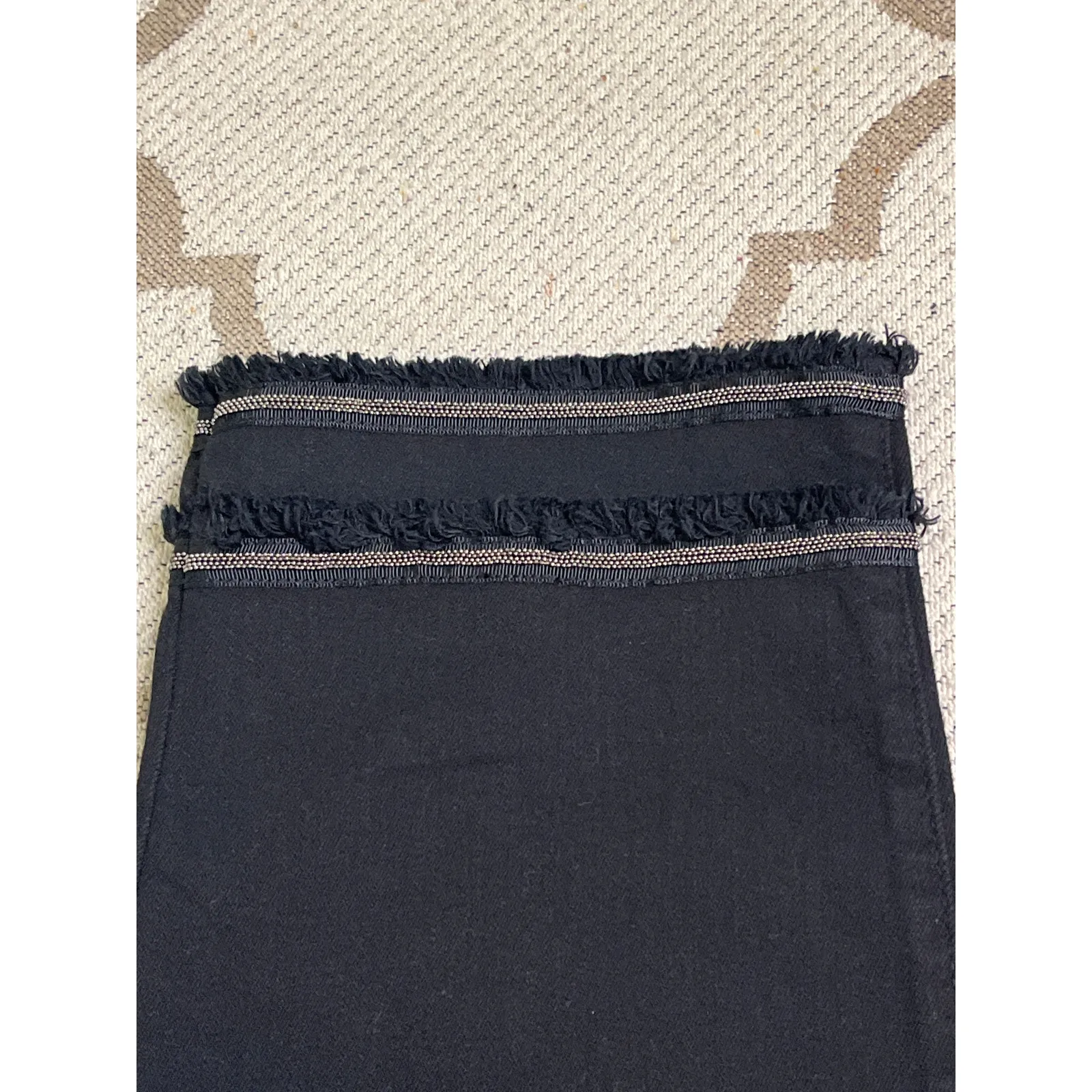 Chico’s So Slimming Girlfriend Slim leg crop Embellished Hem Jeans, size 2.5/ 14 Black - Image 14