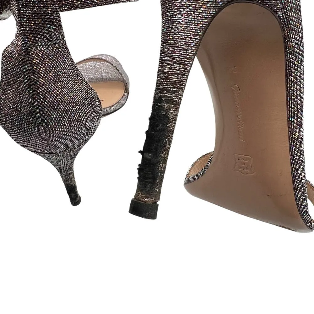 Gianvito Rossi Lurex Fabric Portofino Glitter Metallic Heels Multicolor Size 6 - Image 8