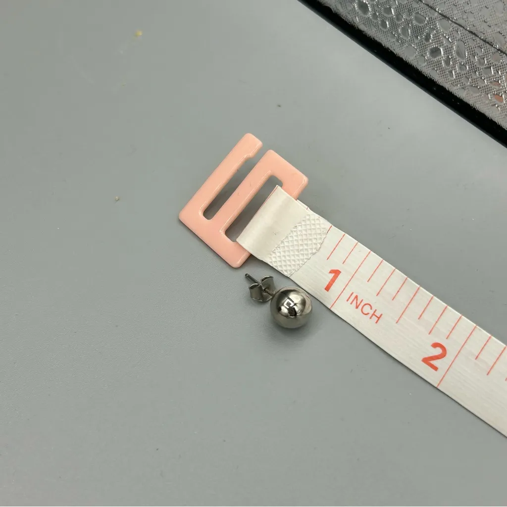 Silver Tone Ball Stud Earrings Magnetic Metal - Image 6