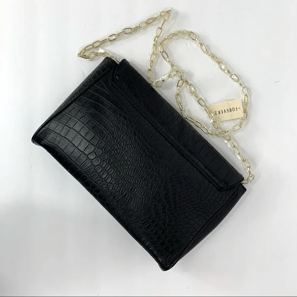 Forever 21 Faux Leather Black Chain Strap Clutch - Image 2