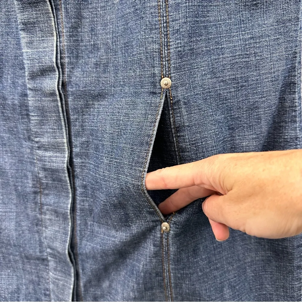 Vtg Carolina Blues Sleeveless Button Front Denim Jean Midi Dress Y2K Western W16 - Image 2