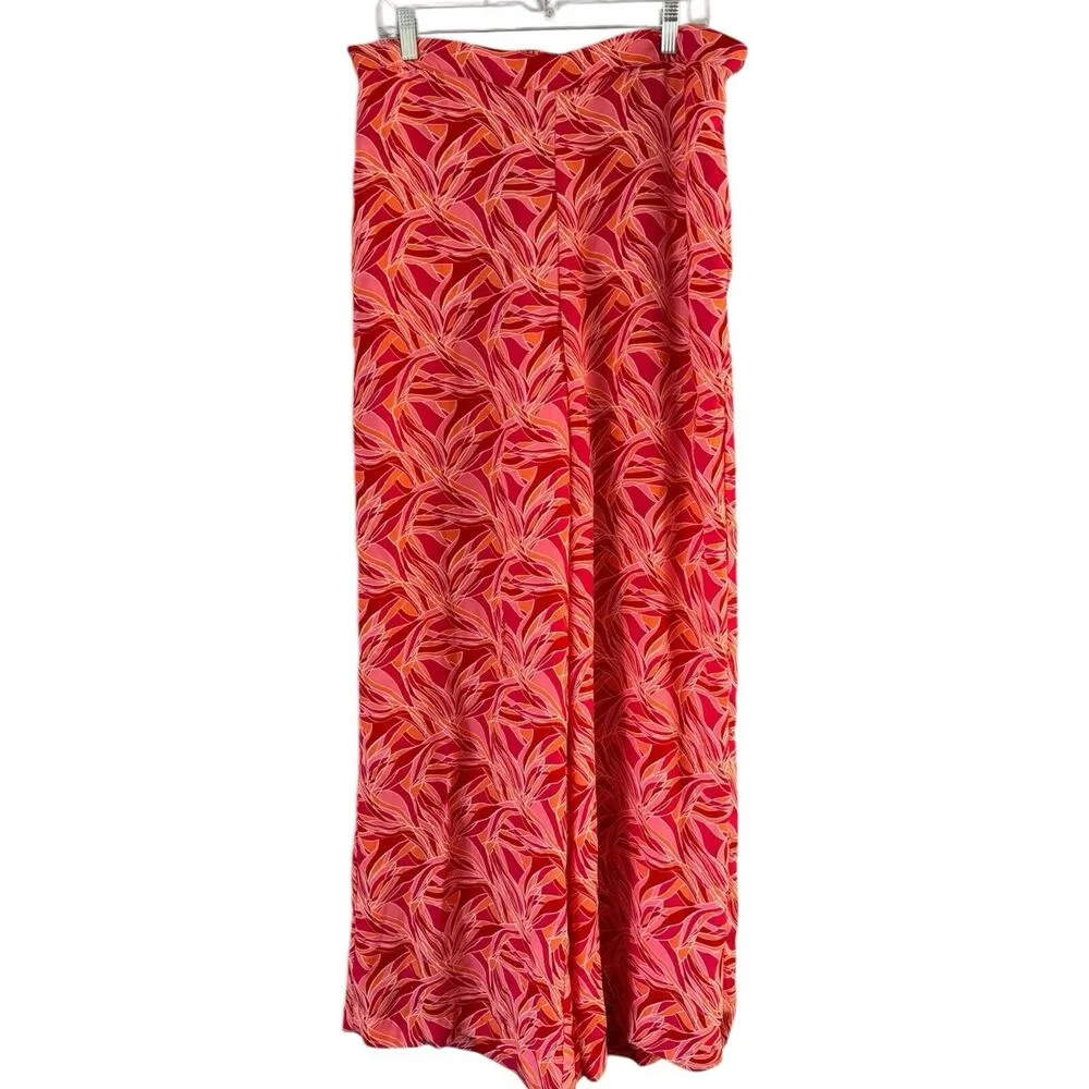 Ashley Park X RTR Pink Tropical Floral Trousers Wide Leg Flowy Vacation Size 12 - Image 4