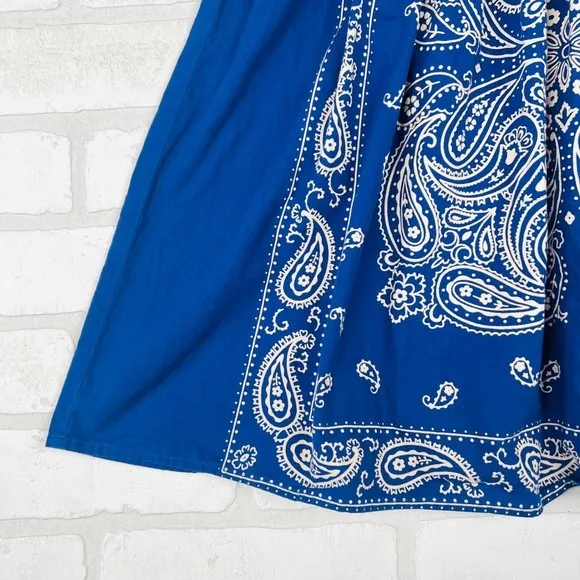 Blue Bandana Print Cutout Waist‎ Sleeveless Mini Dress Topshop Size 4 - Image 14