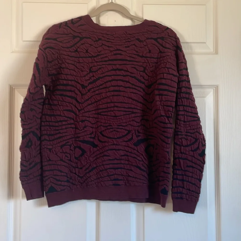 Forever 21 Womens Maroon & Black Striped Sweater, Size L - Image 3