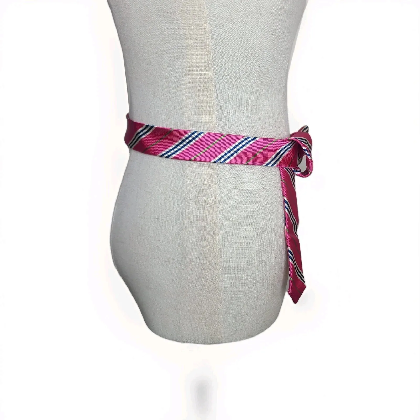 J. Crew 100% Silk Adjustable Belt Buckle Womens Size Medium/Large 44'' Pink Blue - Image 2