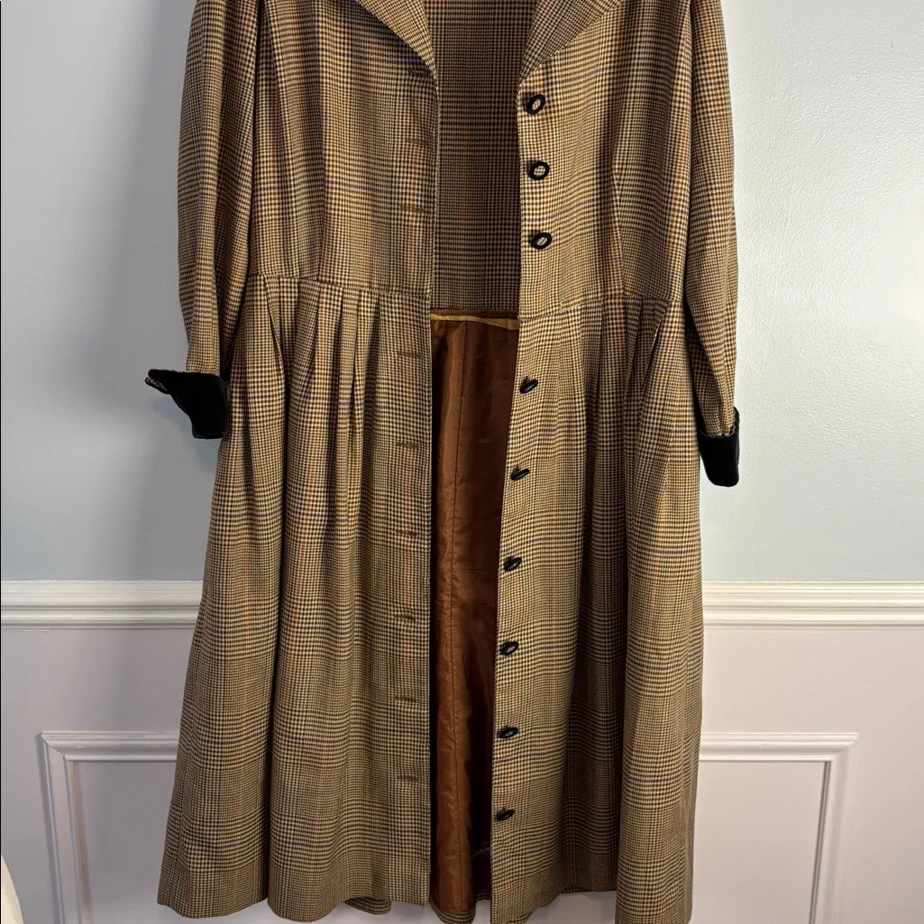 1960s Howard Wolf Brown Houndstooth Coat Dress Vintage Old Money Sz 16 Academia - Image 9