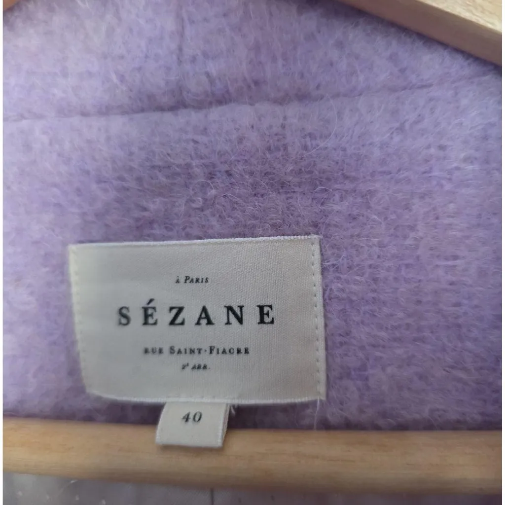 HARD TO FIND NWOT SEZANE ARSENE long COAT Pastel Lavender purple wool SZ40US10 - Image 4