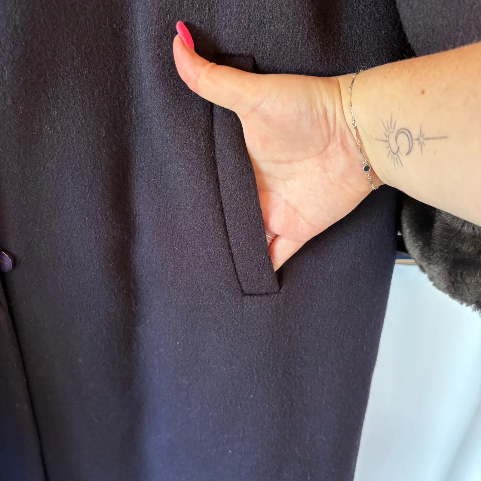 Vintage Navy Pennylane Long Coat Faux Fur Collar Wool Blend Formal Winter Blue Size undefined - Image 8