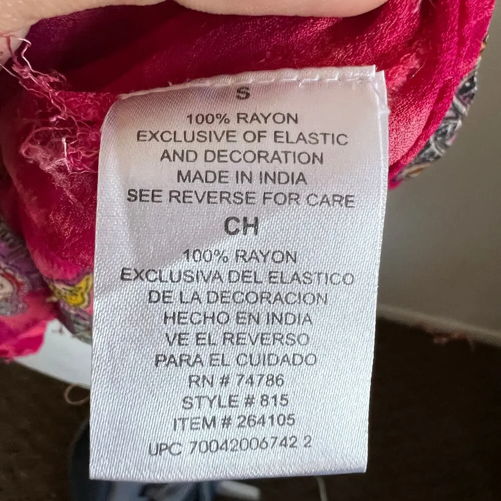 Paisley Peasant Sequin Top, Boho Chic Y2K Festival Hippie Eclectic Vintage Small Pink - Image 7