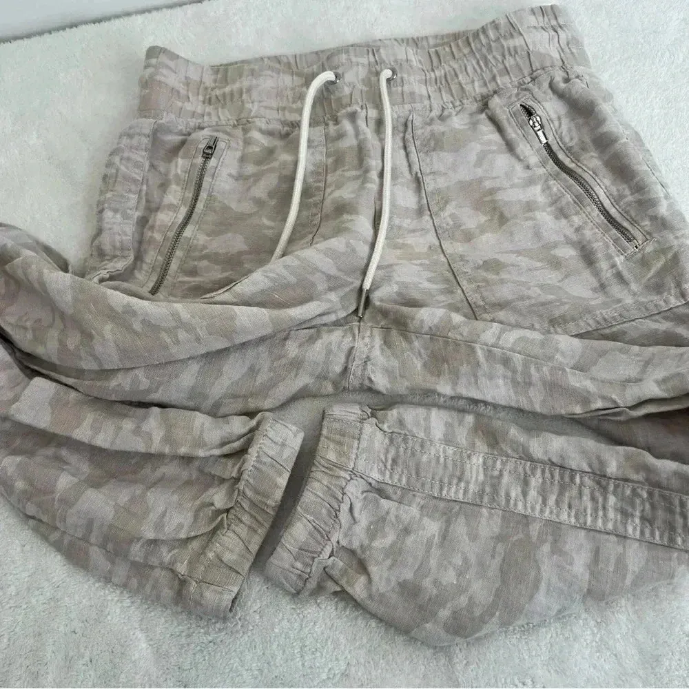 Athleta Tan Camo Print High Rise Cabo Tide Linen Jogger Pants - Image 6