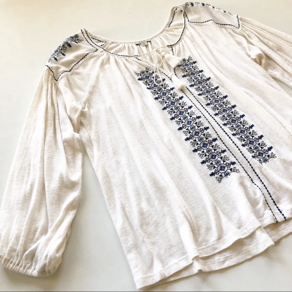 Lucky Brand Oversized Embroidered Peasant Top - Image 2