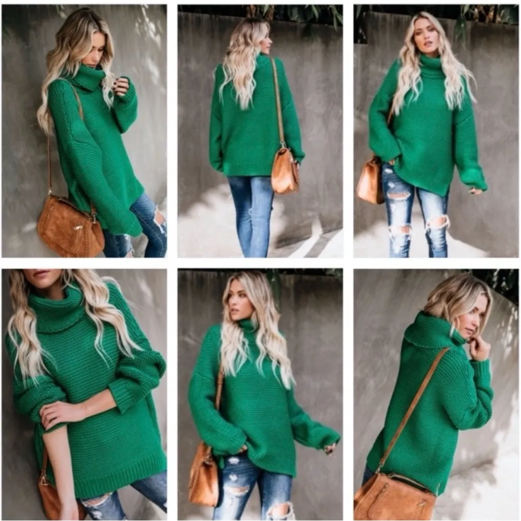 Green Knit Sweater Sz L Size L - Image 6