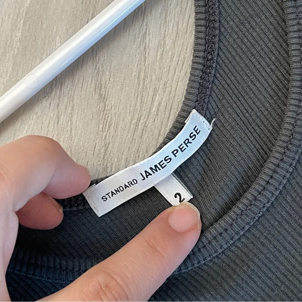 James Perse Tank Top ribbed womens Gray (medium) basic layering minimalist plain - Image 2