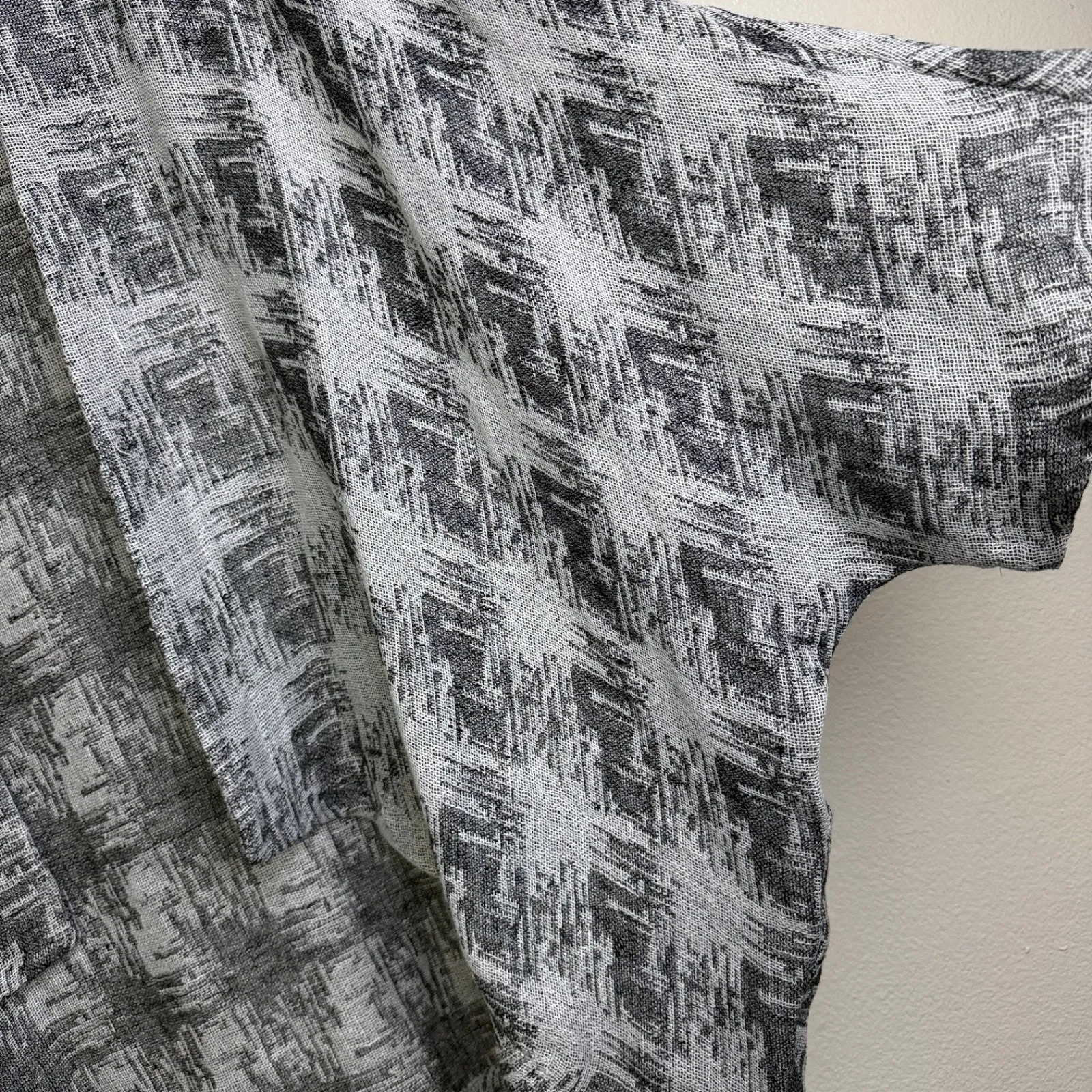 Yushi Linen Jacket Womens Medium Silver Black Open Front Lightweight Top - Image 4