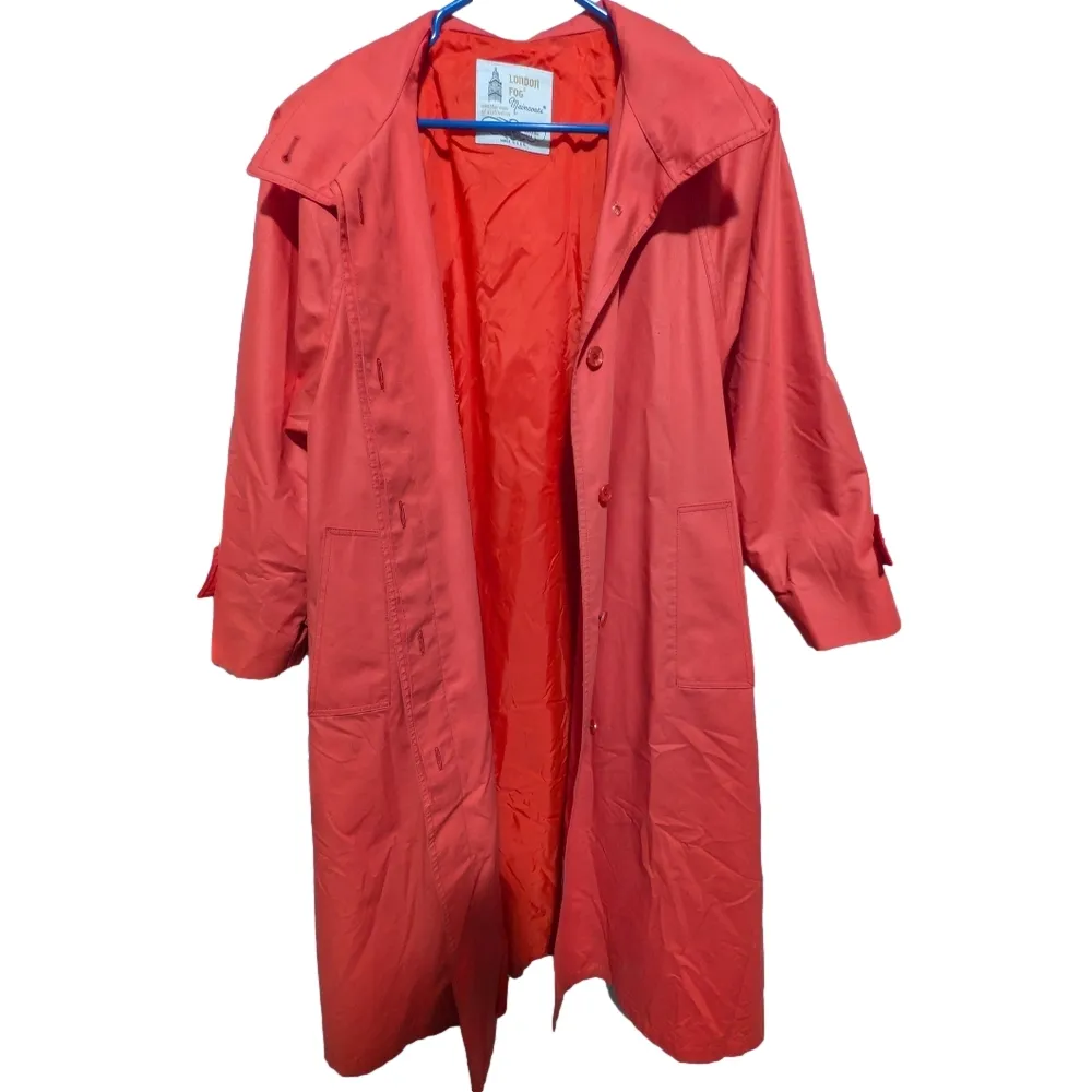 Vintage London Fog Coral Red Maincoat Raincoat Made in USA - Image 5