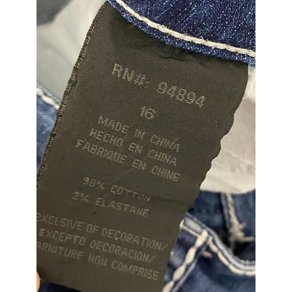 Ed Hardy Dark Wash Blue Denim Cotton Blend Zip Fly Jeans Women's Size 16 - Image 10