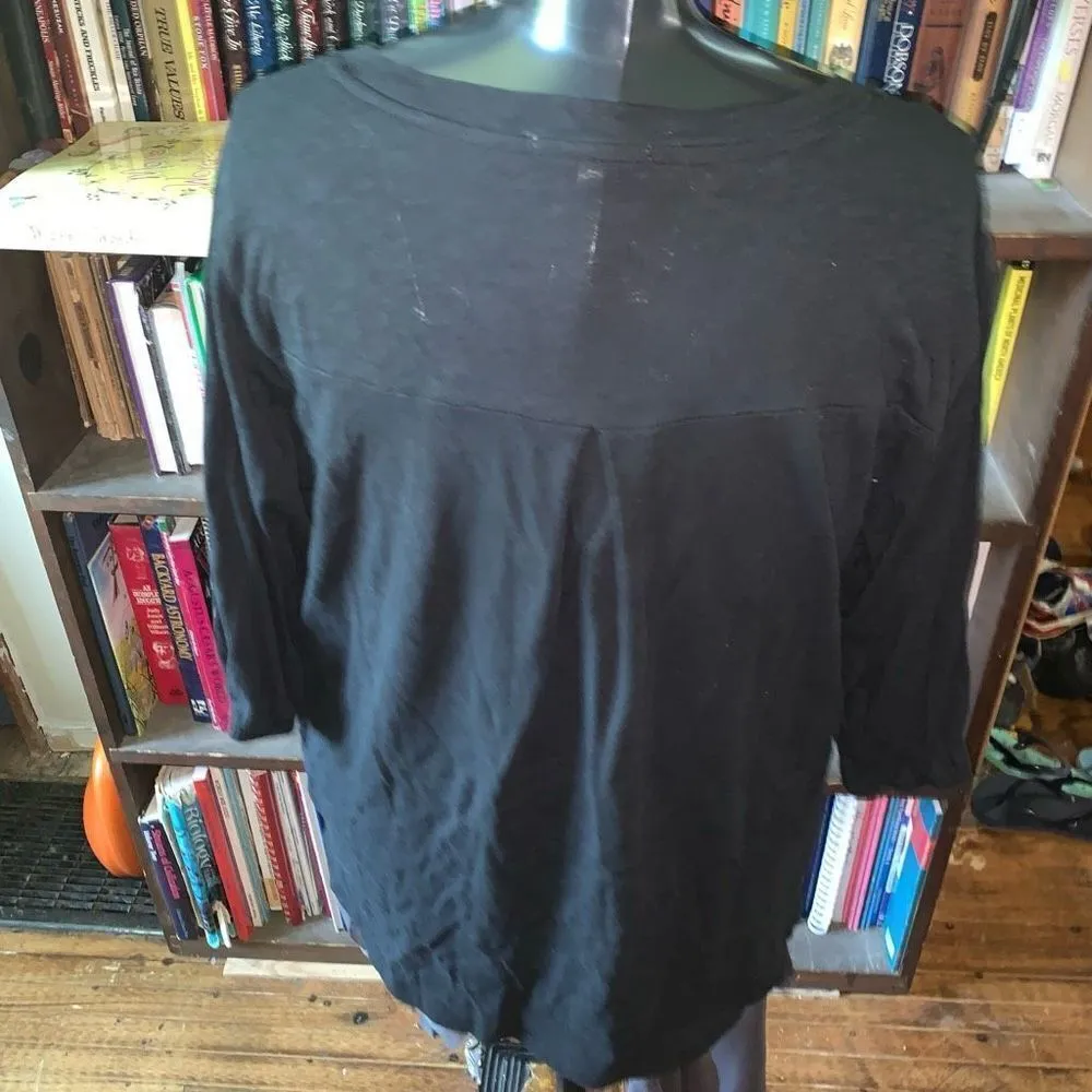 Z Supply black oversized L 1/4 button knit normcore tee - Image 2