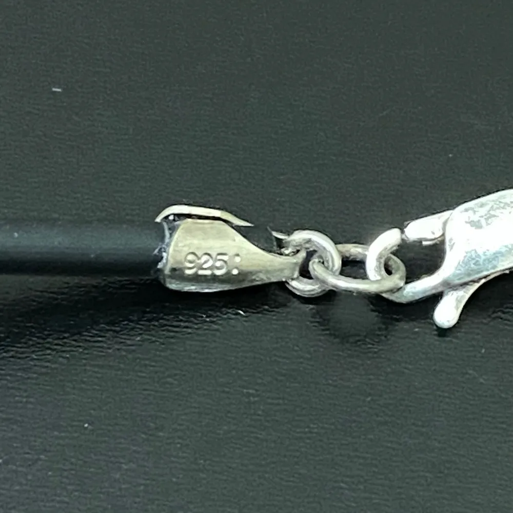 NF 925 Sterling Silver Faceted Pendant Black Rubber Cord 16” Necklace 16g. Blue - Image 12