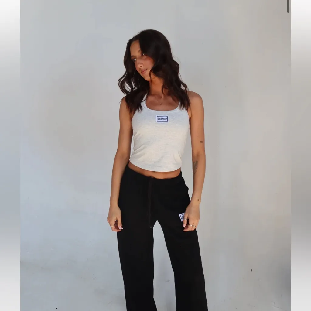 Skull House Designs Halter Tank: Ash Gray Size M - Image 4