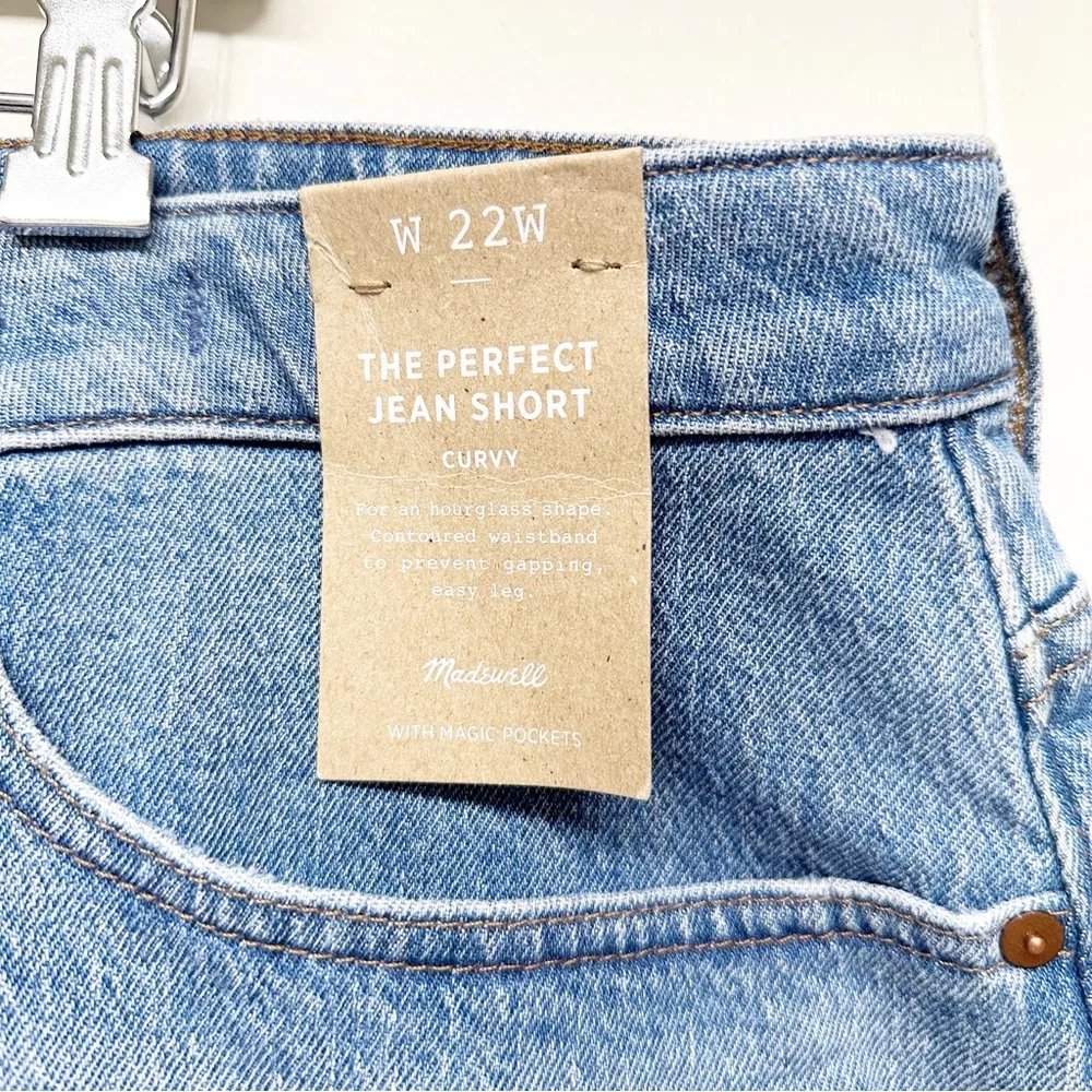 NWT MADEWELL Curvy The Perfect Jean Short Denim Cutoffs Light Wash Stretch 22W - Image 7